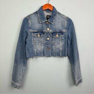 Cutoff cropped Women's Blue Denim Jacket size S 100% cotton blend